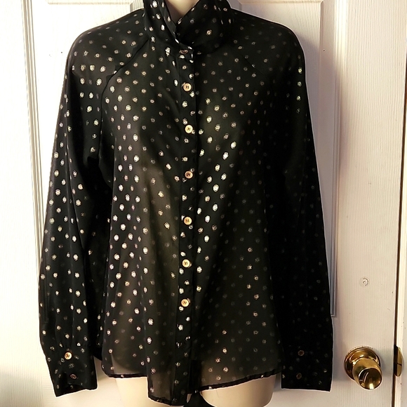 Fun And Flirt Black Sheer Blouse Excellent Condition - Picture 6 of 7